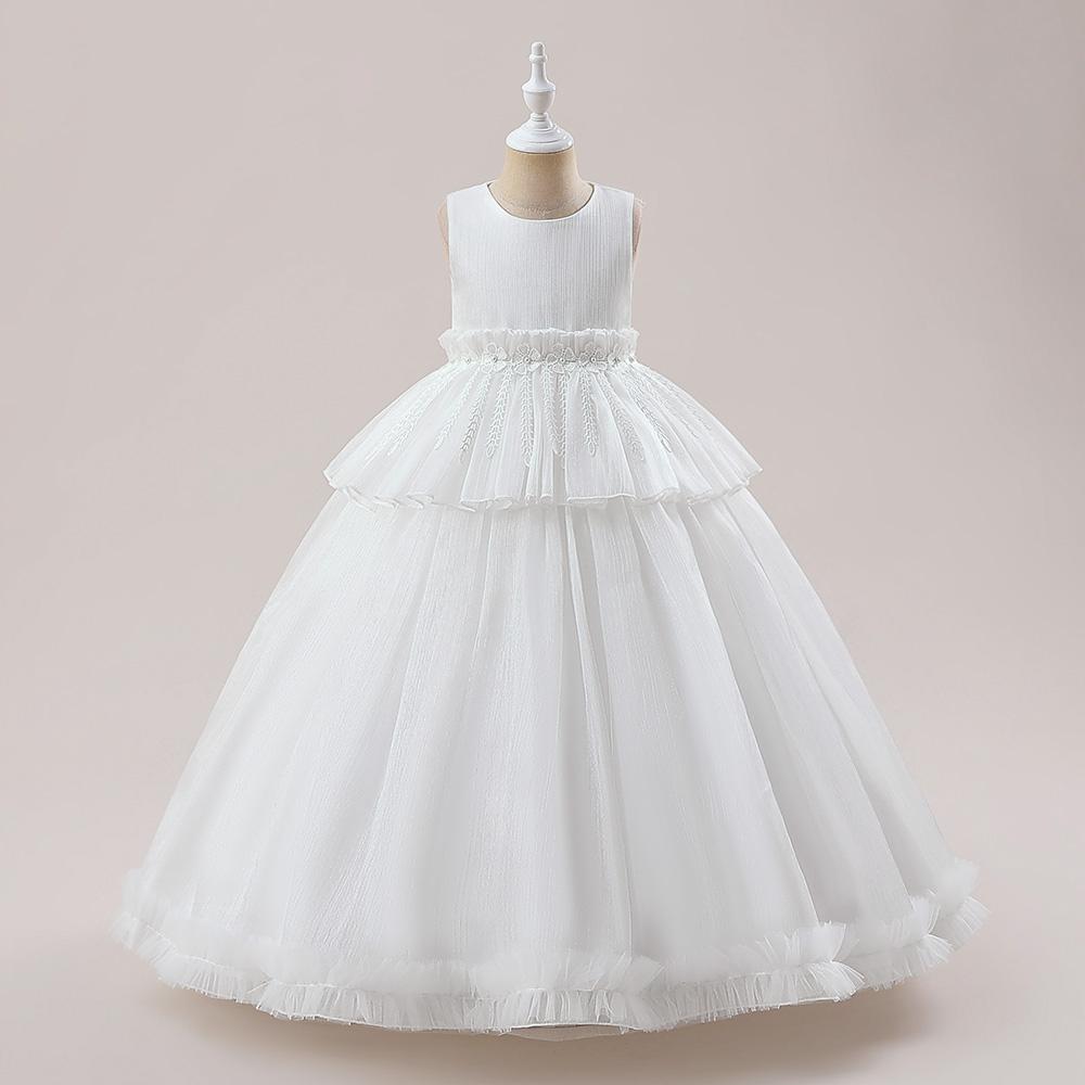 

Летние фатиновые платья подружки невесты для девочек, элегантное белое платье принцессы для свадебной вечеринки, детское платье для девочек, костюм для дня рождения и выпускного вечера 8Y белый