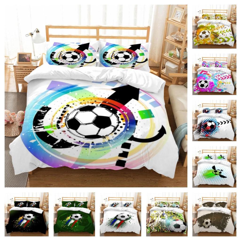 Bed Set Football Quilt Cover 3D Printing Beding Cover Suit Soccer Home Bedclothes with Pillowcase Soft Duvet Cover