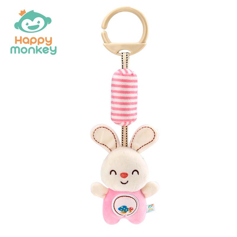 Happy Monkey Infant Plush Mobile Toy: Soothing Bed and Car Hanging for Early Education
