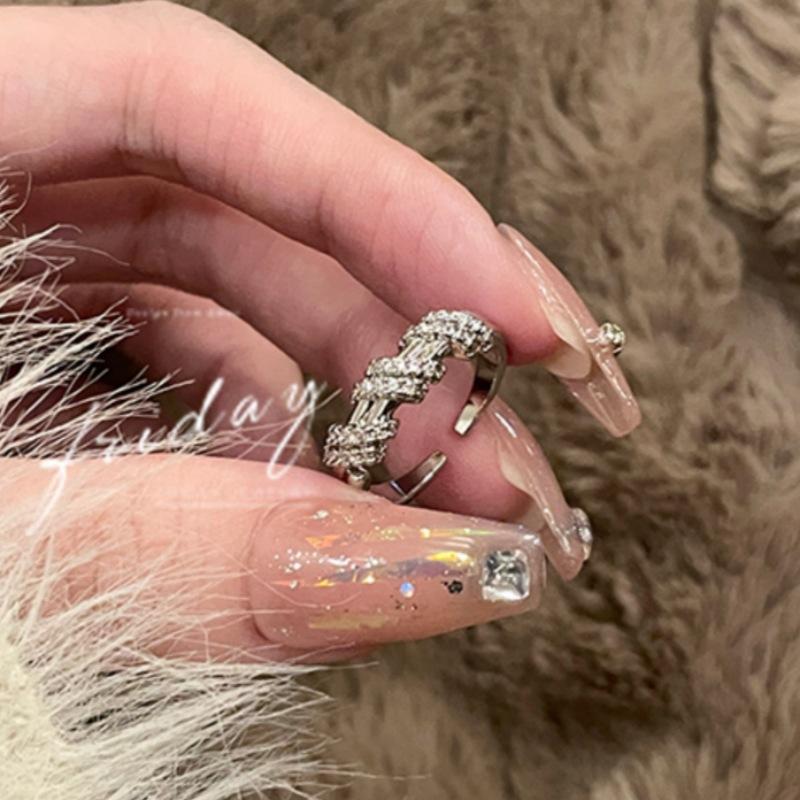 Over 120 Styles Korean style zircon diamond ring women's 925 sterling silver spring and summer niche light luxury high-end index finger ring open ring