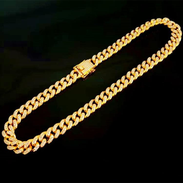 Hot Sale Necklace Hip Hop Gold Cuban Link Chain Iced Out