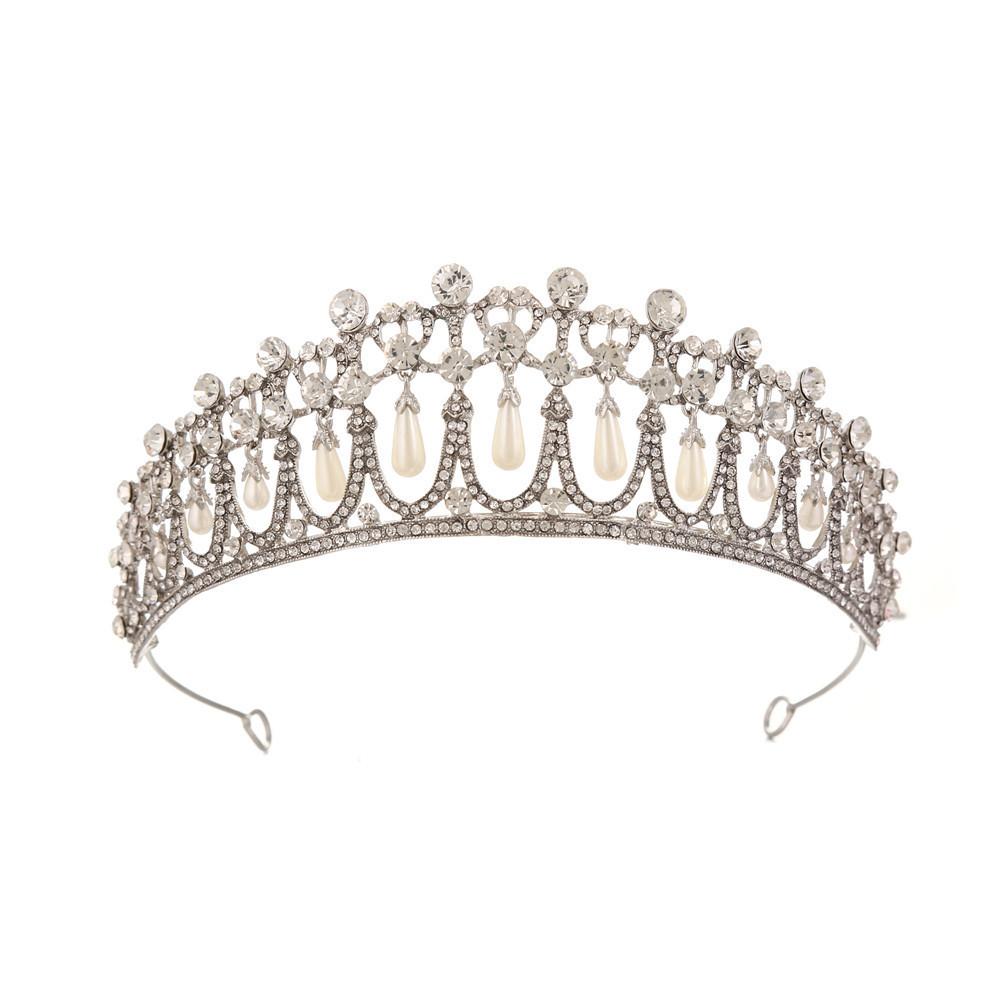 

New Pearl Crown Wedding Dress Accessories for European and American Brides Birthday Party Bride s Crown Headwear