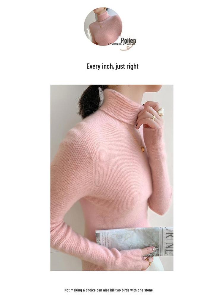 Women's Slim Fit Seamless Cashmere Turtleneck Sweater - Versatile, Flattering Knit for Autumn/Winter
