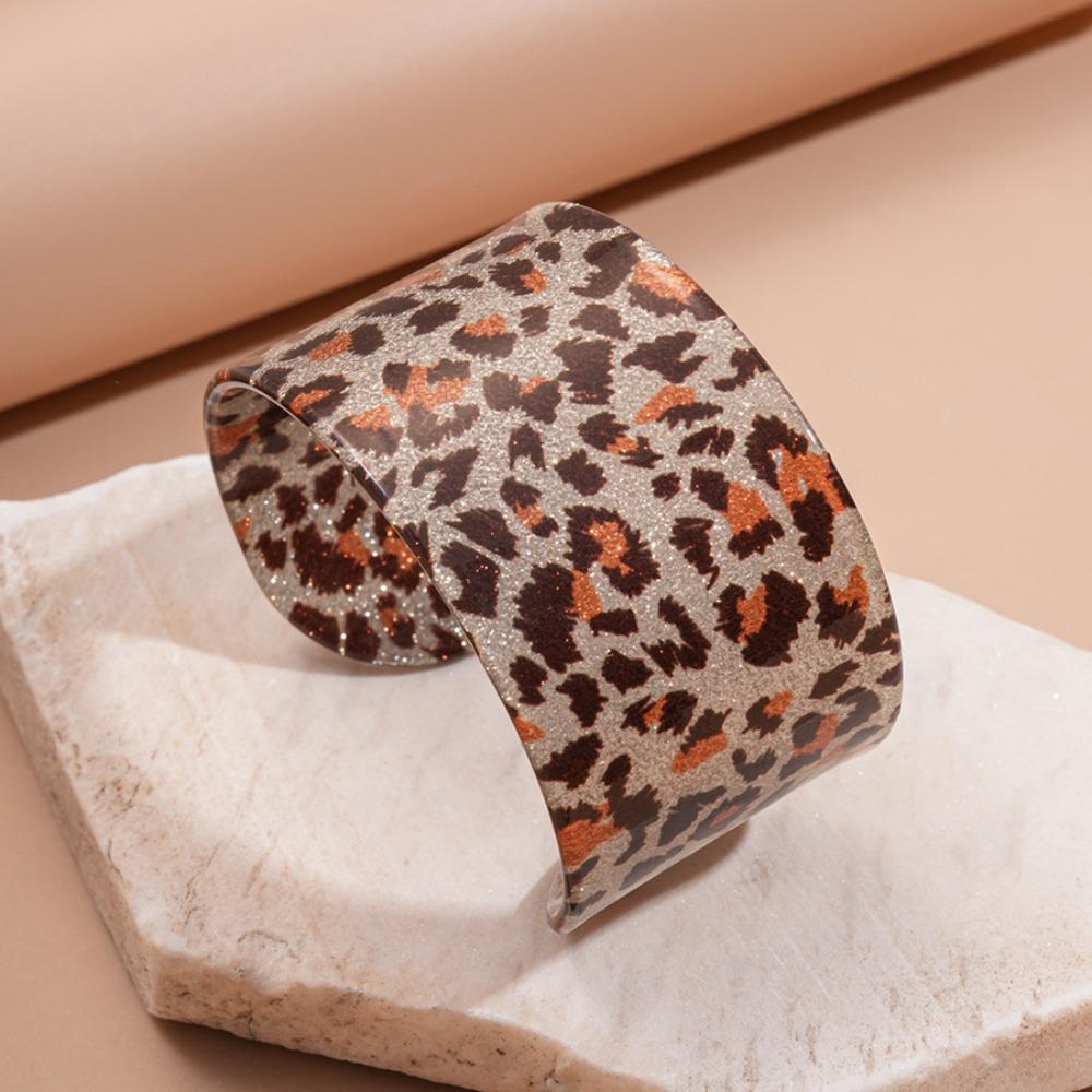 Bohemian Striped Acrylic Bangle Geometric Smudged Hand Ring Unique Open Wide Bracelet  Girls