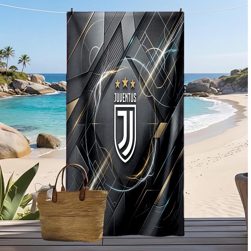 Prosop de Plajă Imprimat Juventus FC Prosop Moale cu Uscare Rapidă Pătură de Plajă Rectangulară Mare Portabilă pentru Călătorii Piscină