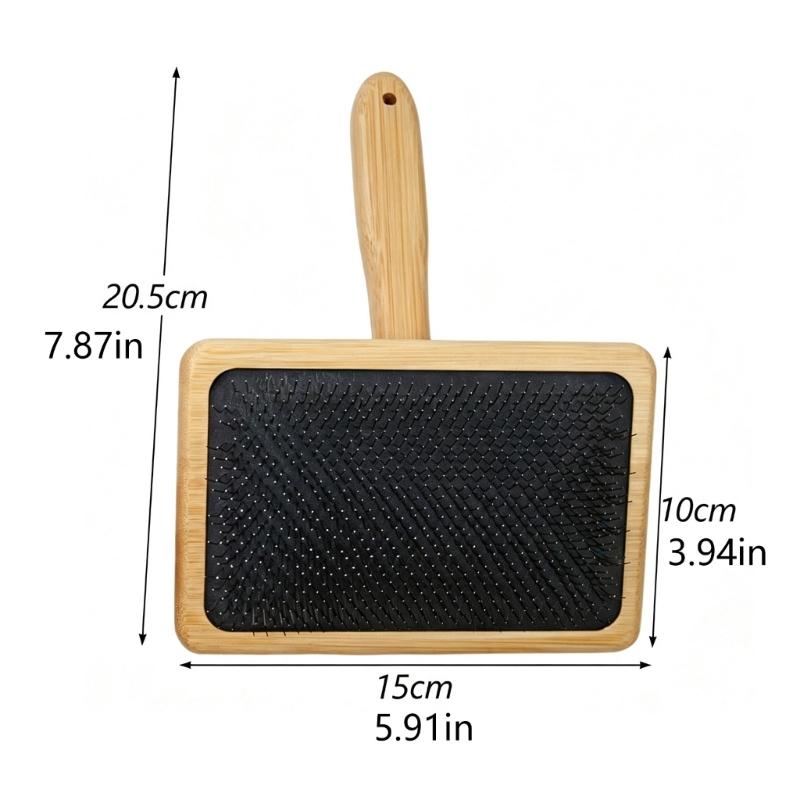 Wool Carding Brush Set with Wooden Handle, Dense Metal Bristles, 4.0MM Knitting Needle and Storage Pouch for Fiber Craft Project