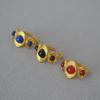 Retro European & American Brass Gold-Plated Ring with Inlaid Agate & Lapis Lazuli Stones for Women