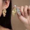 Metal Liquid Texture Earrings Fashion Personality Cold Style Earrings Women'S Retro High-End Earrings