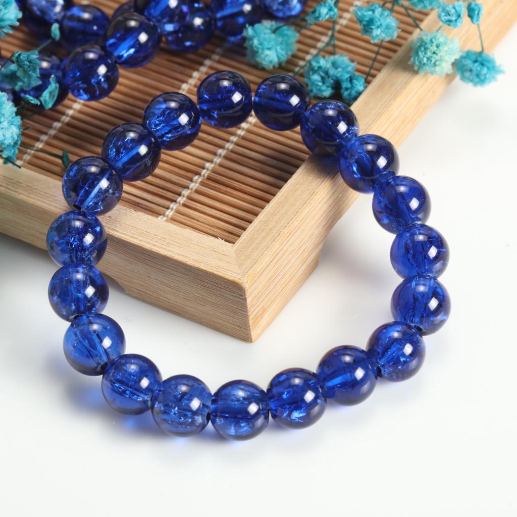 10mm Cracked Flower Glass Beaded Bracelets, Multi-Color Y2K Sweet Cool Style Bracelets for Women Fashion Jewelry Accessories