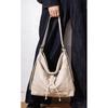 Korean Tote Bag Women's Large-capacity First-layer Cowhide Lazy Wind Shoulder Messenger Bag Casual Versatile Commuter Pleated Bag