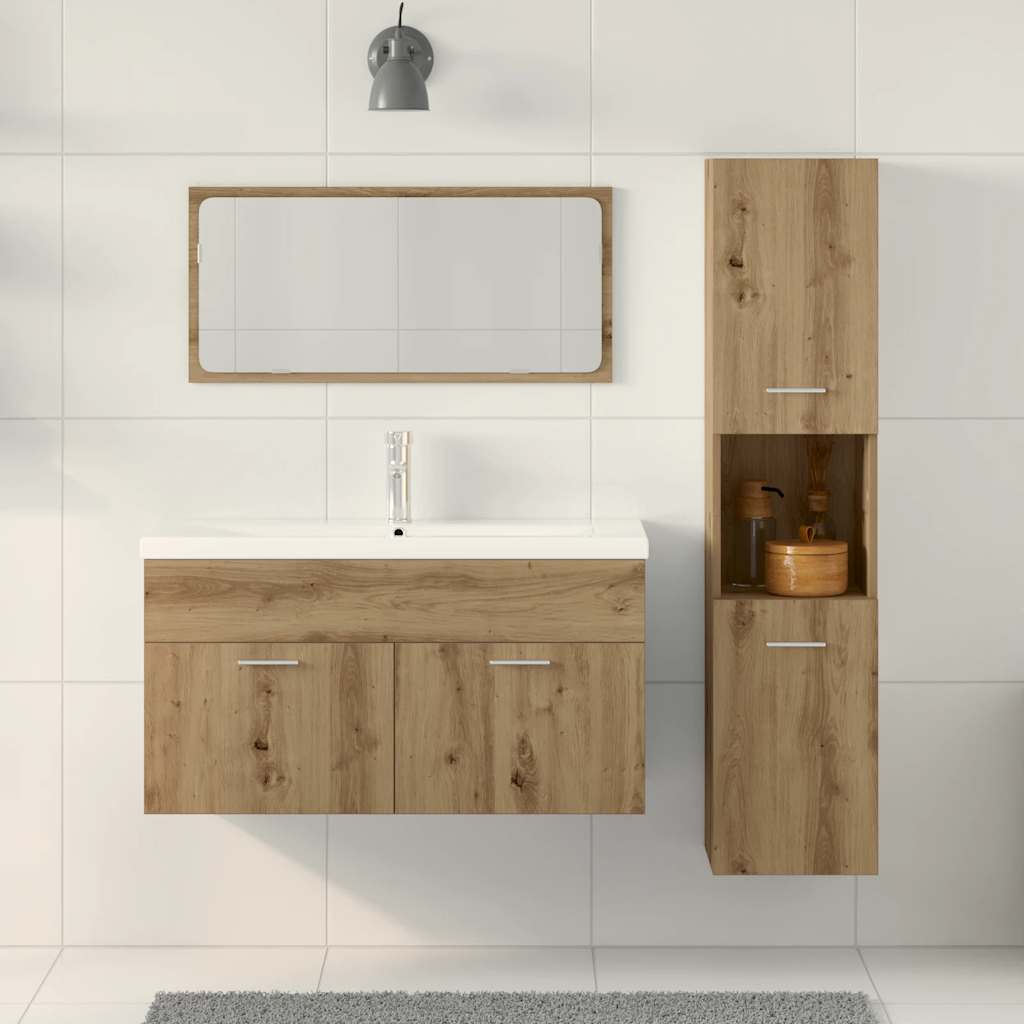 3 Piece Bathroom Furniture Set Artisan Oak Engineered Wood