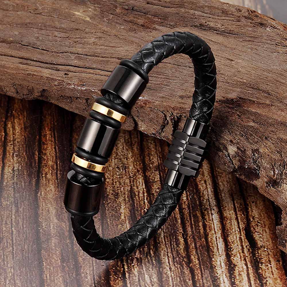 

Accessories Bracelet Men s Fashion Gift Black Genuine Leather Bracelets DIY Combination Wild Handsome Gift 21cm