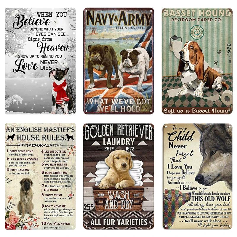 Blechschilder im Vintage-Stil mit Hunden, dekoratives Schild, Retro-Metallplatte für Zuhause, Wohnzimmer, Männerhöhle, Café, Bauernhof, Retro-Poster, Wandkunst-Dekor