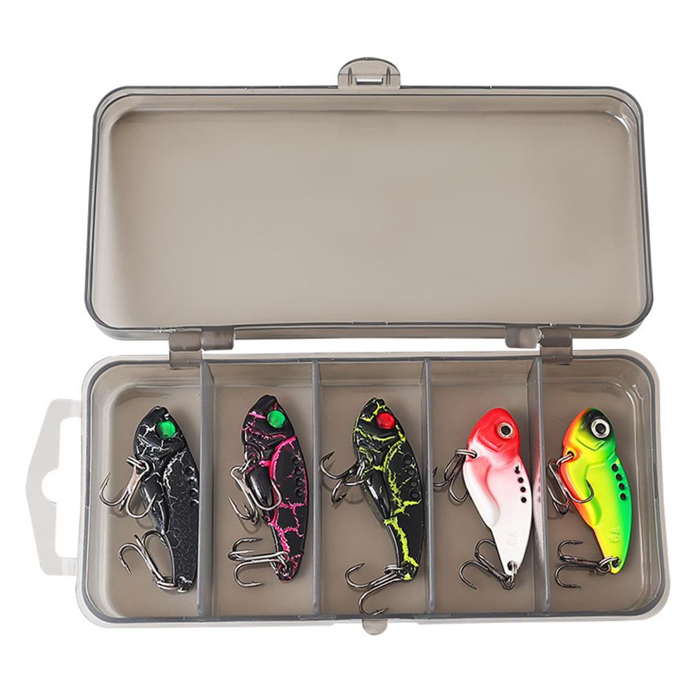 5Pcs Metal VIB Spinner Spoon Fishing Lures Crankbait Vibration Spoon Crankbaits Sinking Wobbler for Bass Pike Perch