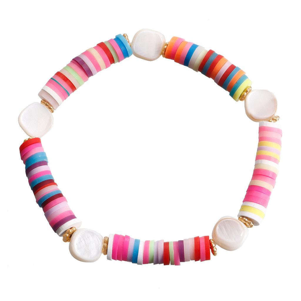 Bohemian Resort Beach Wind Colorful Pottery Sheet Beaded Necklace Women'S Wind Bracelet Charm