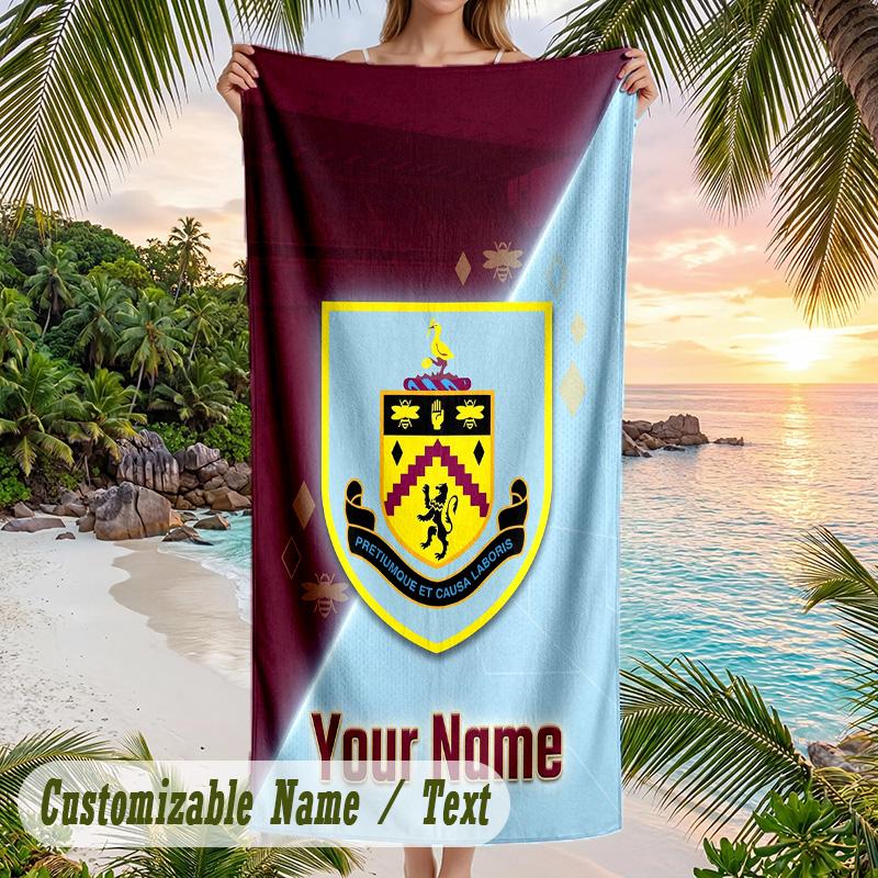 Beach Towel Burnley Football Print Custom Name Text Soft Towel for Swimming Pool