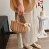 Lace Bowknot Beach Straw Bag Large Capacity Knitted Handbag Braided Underarm Bag  Woman Girls