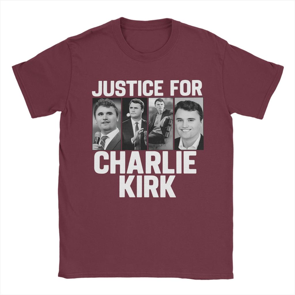 Justice For Charlie Kirk T Shirt for Men Cotton Fun T-Shirts Crewneck Tees Short Sleeve Clothes 4XL 5XL 6XL