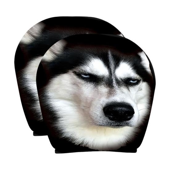 Protective Covers for Car Seats 2PCS Universal Knitting Headrest Cover, Dog/Cat/Tiger/Monkey Fit Auto Accessories Printed, Breathable Stretch Vehicle