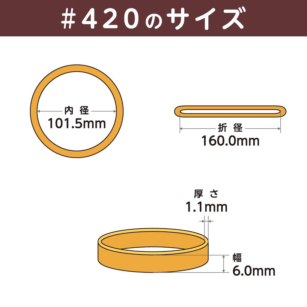 O-Band Rubber Bands #420, Amber, 1kg Bag, GN-206, Kyowa, Value Pack, Commercial Use, Bag-Packed, Natural Rubber