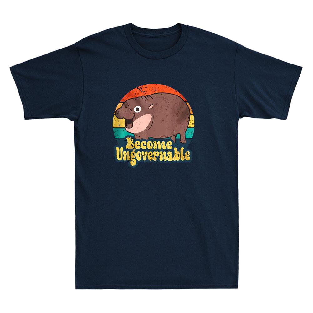 Become Ungovernable Moo Deng Funny Baby Pigmy Hippo Moo Deng Retro Men s T-Shirt M