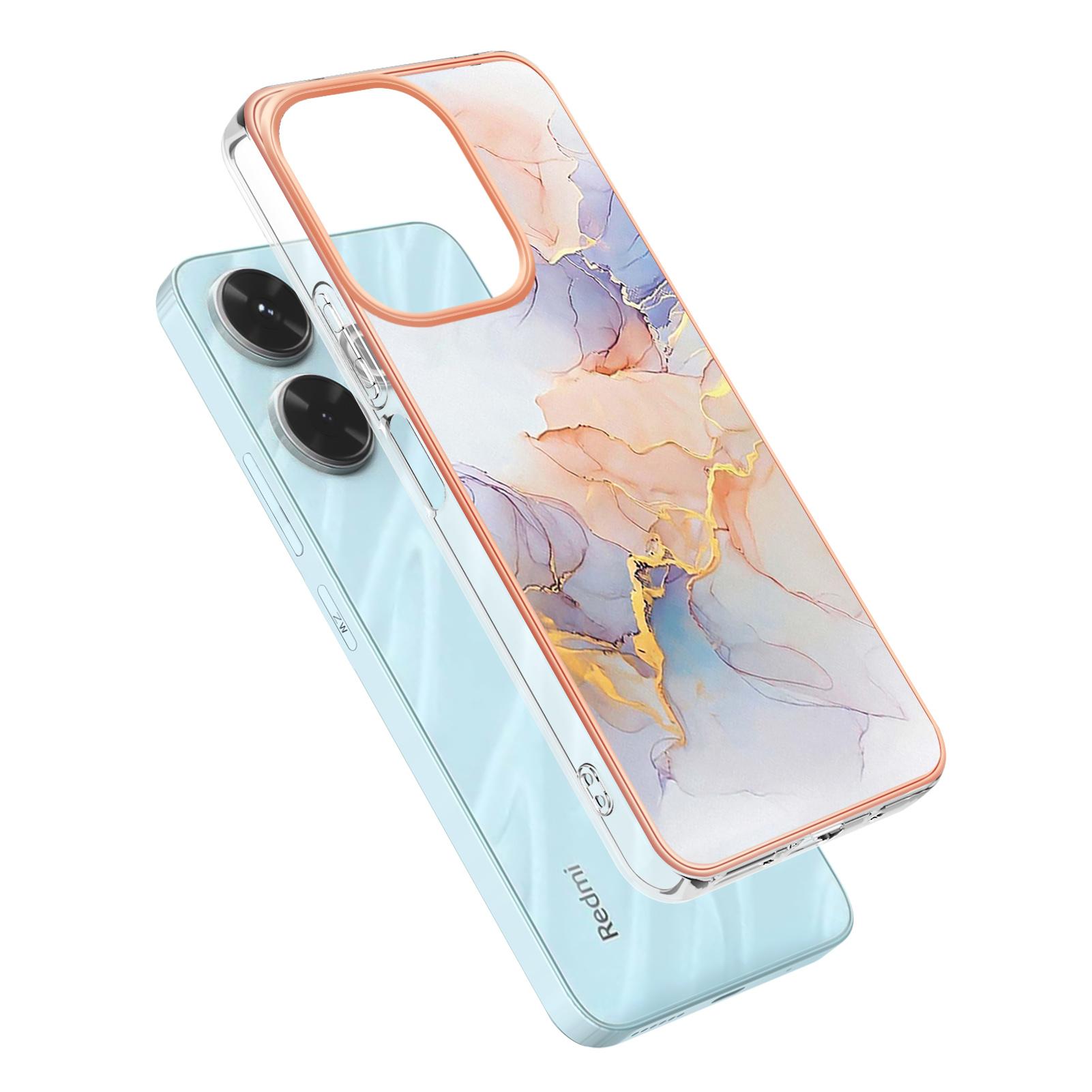 

For Xiaomi Redmi 13 4G Case with IMD Marble Flower Pattern TPU Mobile Back Cover C