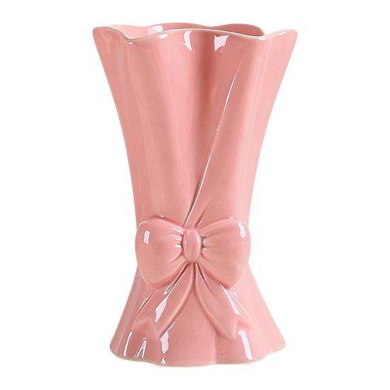 Yousheng Keramikvase mit Schleifendetail Rosa Weiß Schleife/Handtasche/Blumenstrauß Blumenvase für Wohnzimmer Esszimmer Regal Tisch Desktop Deko