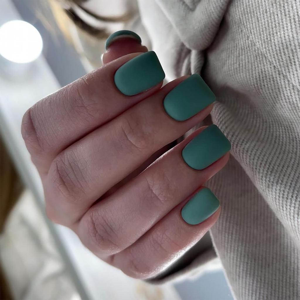 Frosted Removable Wearable Square Manicure Nail Tips Stickers in Solid Colors