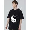 Black Oversized T-Shirt Yin Yang Print Graphic Tee for Casual Wear and Street Style