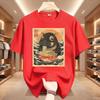 Moo Deng Hippo Eating Ramen T Shirt Japanese Ukiyo Graphic Tee Cute Animal Harajuku Streetwear Top Tshirt