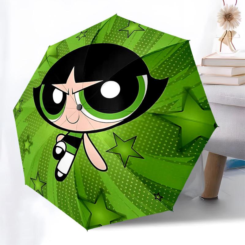 

1pc Powerpuff Girls Automatic Opening Closing Umbrella, Portable Tri-Fold Design, 8-Bone Iron Frame Outdoor Umbrella, Ideal Gift for Fans, Travelers,