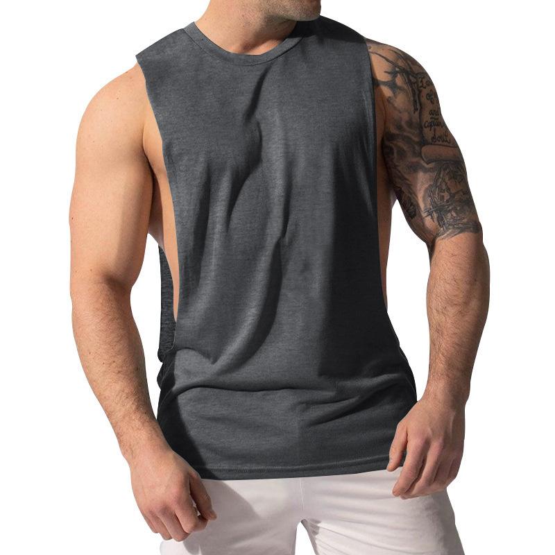 Men Muscle Fit Sleeveless Tank Top With Side Cutout Workout Gym Shirt
