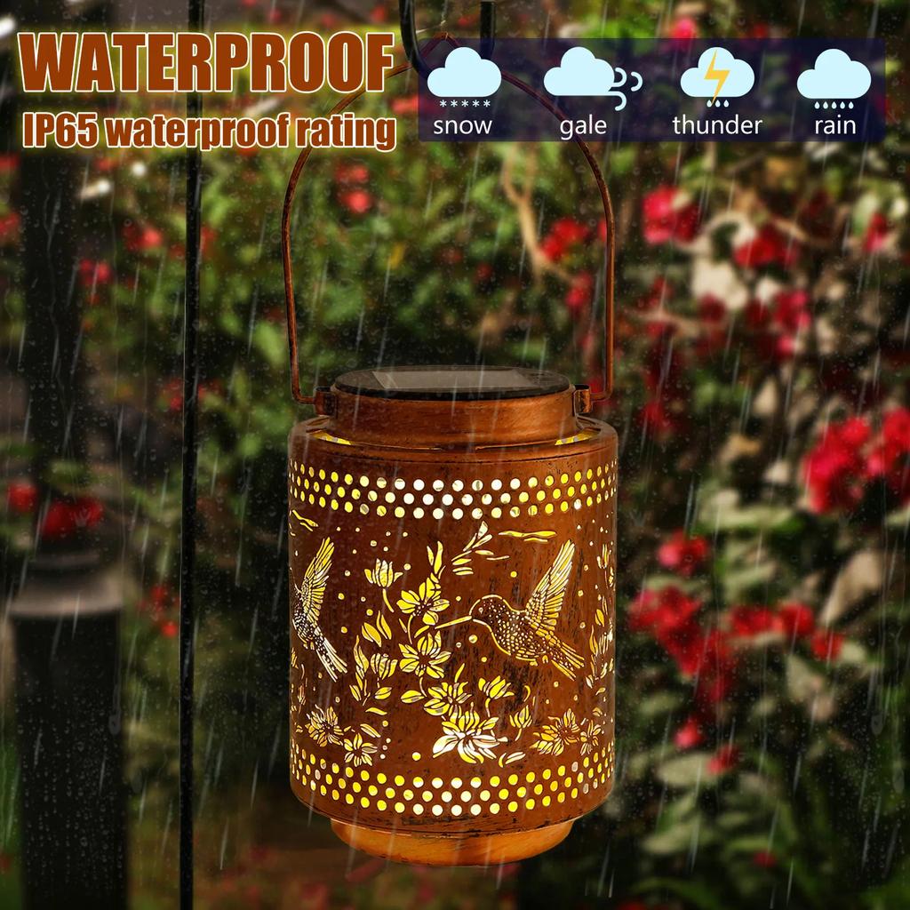 Hummingbird Solar Lantern IP65 Waterproof Metal Solar Light Dual Lighting Mode Step Wall Fence Lights Outdoor Garden Decoration
