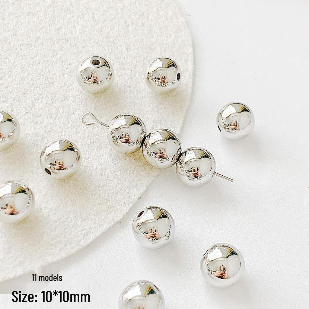 20 Acrylic Silver Square-Round Spacer Beads for DIY Beading and Accessories