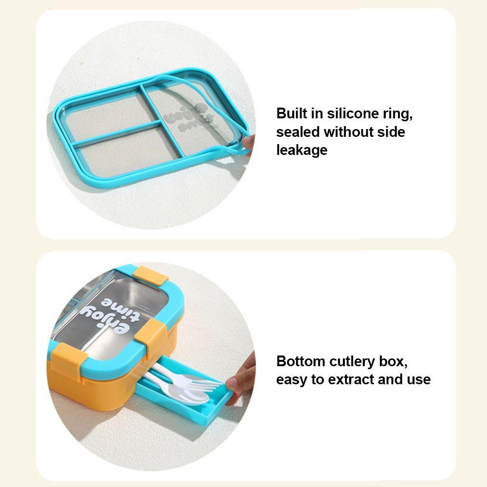304 Stainless Steel Thermal Lunch Box 3 Compartments Bento Lunch Box School Use