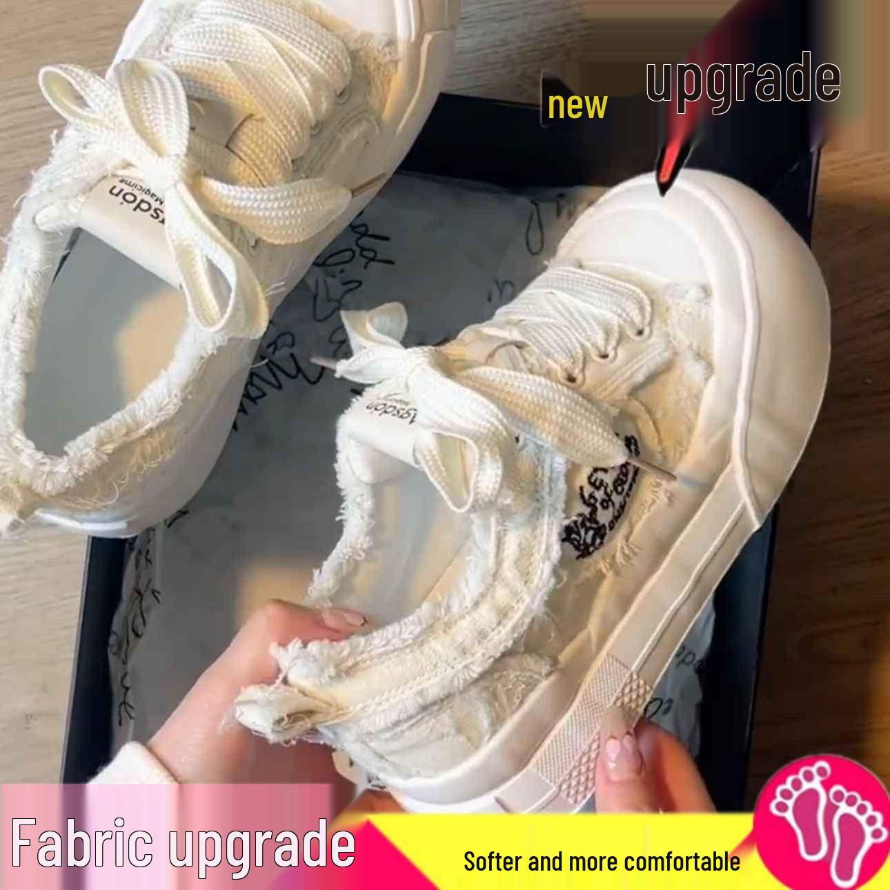 

Женские парусиновые кроссовки «Молочное облако» в стиле Чжао Лусы – Осень 2025, Толстая подошва, Дизайн с круглым носком 00 (Non-main image)