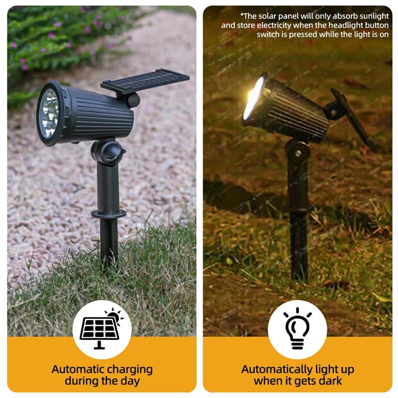 9LED Solar Garden Spotlights Outdoor RGB Landscape Lamp with Waterproof Dimmable Brightness Control for Yard Pathways & Driveway