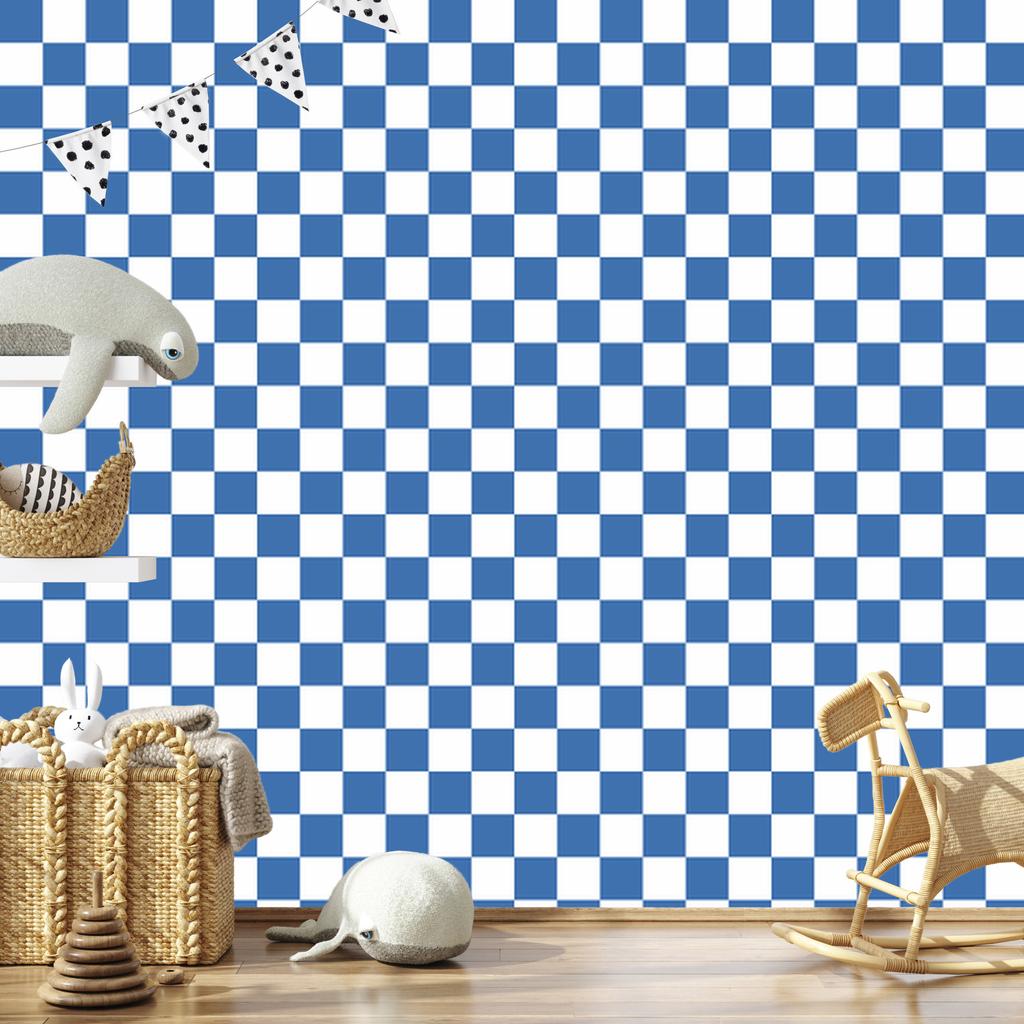 Checkerboard wallpaper blue and white, azure background 50x1000