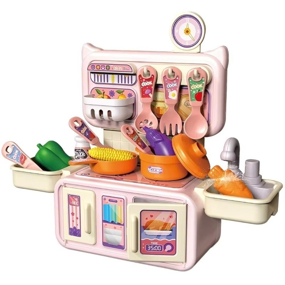 Mini Children Kitchen Toys Set Cook Food Pretend Play Role Toys Kitchen Counter Play Set Kids Gift