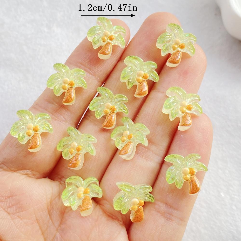 30Pcs New Mixed Nail Art Resin Coconut Tree Designer Charms Rhinestones DIY Craft For Nail 3D Decorations