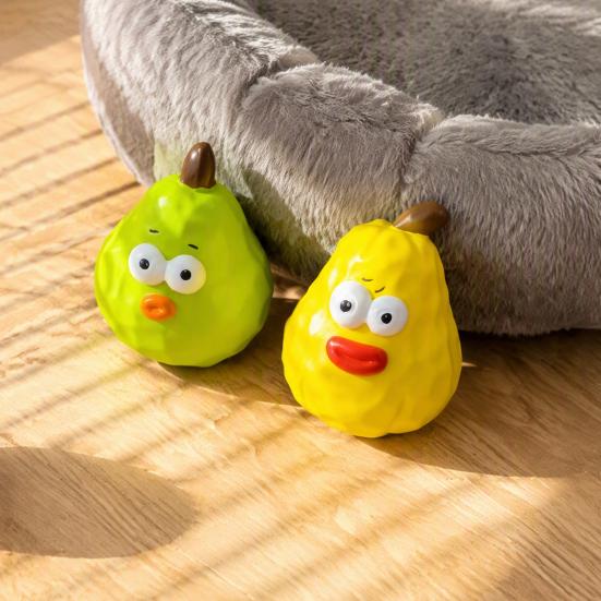 Boredom Relief Pet Toy Squeaky Pear Dog Toy, Latex Chew Anxiety Interactive Fetch Teeth Cleaning for Aggressive Chewers Durable Teething