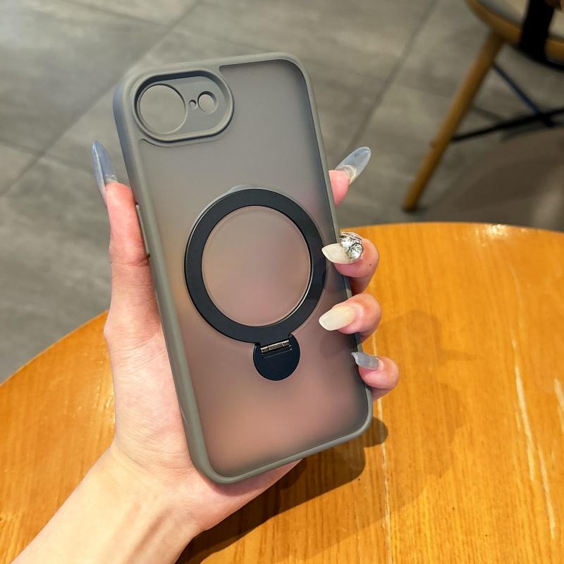 

Shockproof Magnetic Kickstand Plastic Matte Transparent Phone Case For iPhone17E 16E 17E Case With Holder Stand Cover iPhone17e