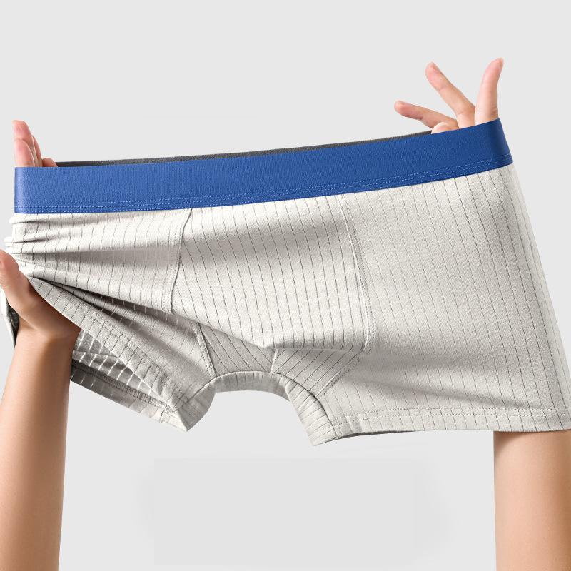 Men's Underwear Cotton Striped Sports Breathable Flat Corner Pants Loose Plus Size Men's Four Corner Shorts