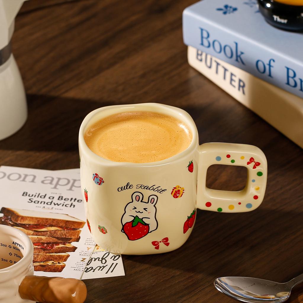 Cute Pet Cartoon Animal Ceramic Cup Cube Mug High Looking Couple Drinking Water Cup Student Breakfast Cup Coffee Cup