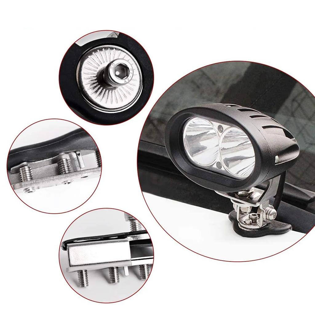 1Pair Car Hood Light Bracket Led HID Offroad SUV Truck Engine Cover Door Edge Work Lamp Clip Mount Holder Clamp Universal