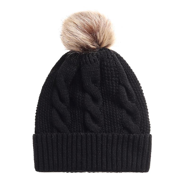 Factory Price MOQ 20 Custom Patch Embroidery logo Cuffed Jacquard Knitted Women Winter Beanie Pom Pom Hats
