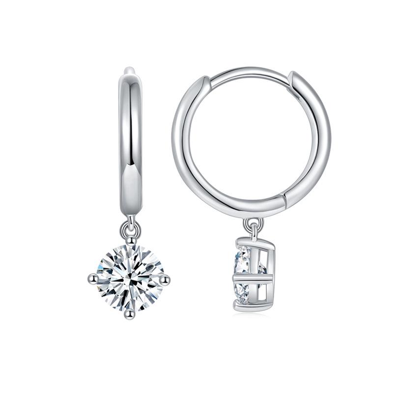 Classic 5.0mm Moissanite Four-Prong Hoop Earrings with Secure Studs