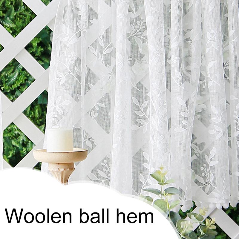 1Pc Short Curtains Window Wine Cabinet Door Polyester French Style Lace Kitchen Small Valance Jacquard Half Tulle Ruffle Curtain