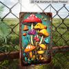 2D Flat, Vintage Colorful Mushrooms Aluminum Sign - Retro Forest Wall Decor Cabin Decor, Forest Themed Room, Rustic Home, Witchy Space, Plant Lover
