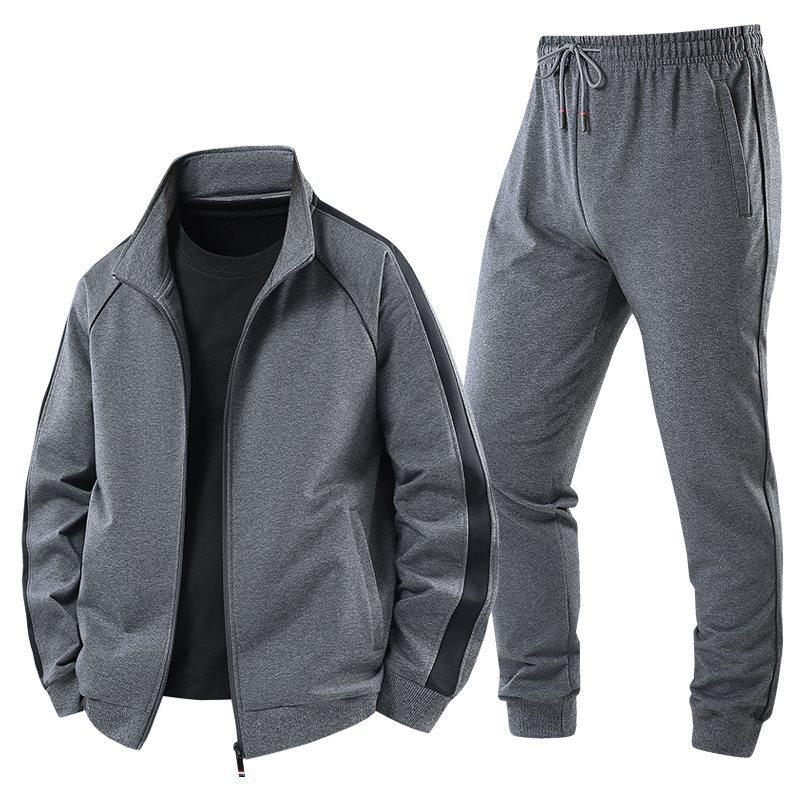 Tuta da Uomo in Cotone Primaverile Autunnale Felpa con Collo Alto Casual Elegante Giacca Cardigan e Pantaloni Set 2 Pezzi